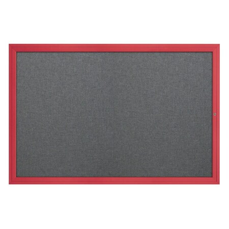 United Visual Products Slim Enclosed Corkboard, 24"x36", Satin Alum Frame/Rubber UVEB2436-SATIN-RUBBER